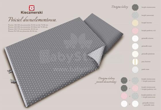 MimiNu Kropki Grey Комплект детского постельного белья из 2х частей 100x135 cm темно серый+cветло серый в горошек