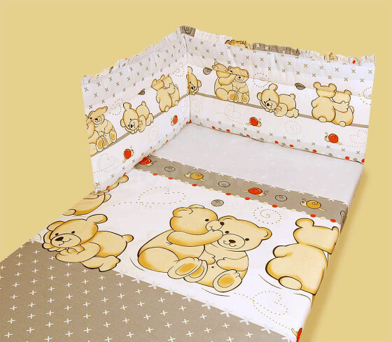 MimiNu Bear Beige Kokvilnas gultas veļas komplekts no 3 daļām  135x100