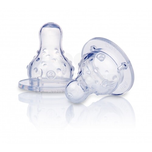 Nuby Art. 0024 Silicon dummies for bottles, 2 pcs (0+)