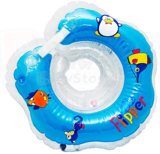 Flipper Art.FL001 Plaukimo žiedas kūdikiams (pripučiamas žiedas ant kaklo maudynėms) 0 -36 mėnesiai (apkrovai nuo 3-18 kg).