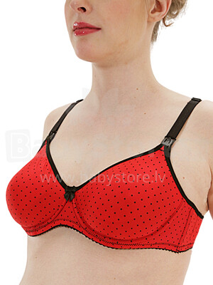 La Bebe™ Lingerie Cotton Art.73512 Red/Black Бюстгальтер для кормления с отстёгивающейся плотной чашкой и  стабильной поддержкой груди.