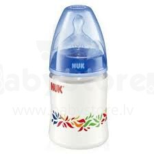 „Nuk First Choice“ art. 10743347 Plastikinis butelis su vidutine skylute ir silikoniniu čiulptuku 1 dydžio pienui (0–6 mėn.) 150 ml