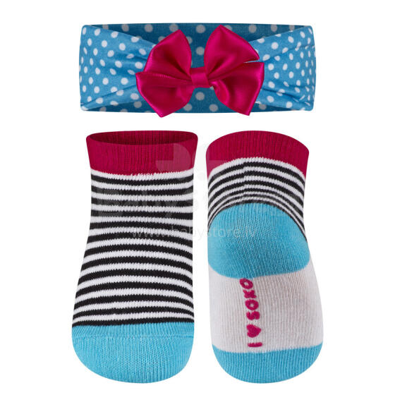 Soxo Baby 01411 Комплект Хлопковые стильные носки для девочки + лента на голову