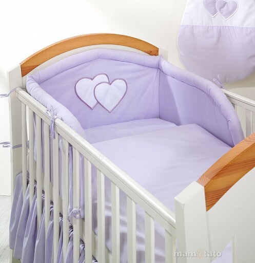 Mamo Tato Heart Col. Lavender Kokvilnas gultas veļas komplekts no 2 daļam (90x120 cm)