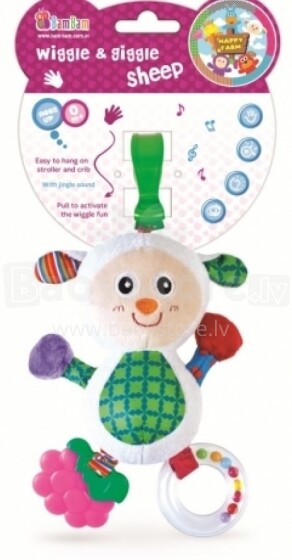 Bam Bam Wiggie&Giggie  разноцветная игрушка с клипсой и погремушками Овечка