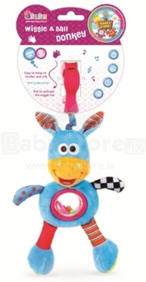 Bam Bam Wiggle&Ball Art.321966 разноцветная игрушка с клипсой и погремушками Ослик
