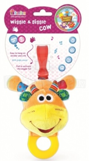 Bam Bam Wiggie&Sound  разноцветная музыкальная игрушка с клипсой  Коровка