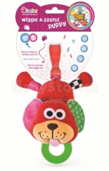 Bam Bam Wiggie&Sound  разноцветная музыкальная игрушка с клипсой Собачка