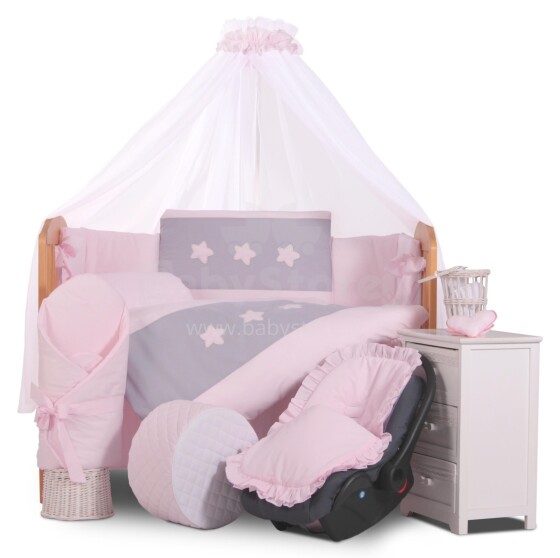 Tuttolina Stars Art.4H360 Pink Bērnu gultas veļas komplekts no 4 daļam