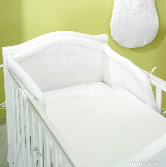 Mamo Tato Heart Col. White Kokvilnas gultas veļas komplekts no 6 daļam (60/90x120 cm)