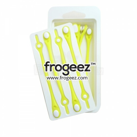 „Frogeez ™“ nėriniai (geltonos ir baltos spalvos) batų silikoninės virvelės - segtukai 14 vnt.