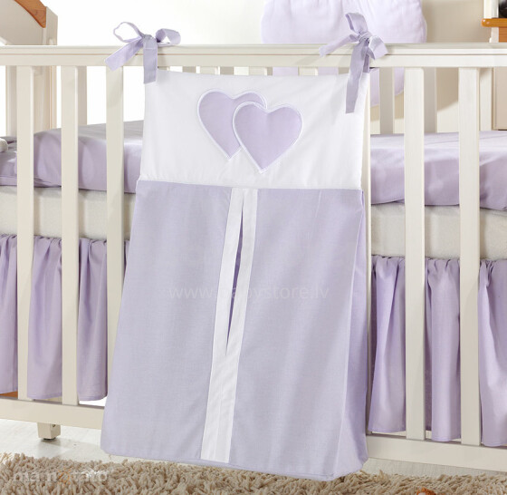 Mamo Tato Heart Col. Lavender Auduma maisiņš autiņiem gultiņai (38x62 см)