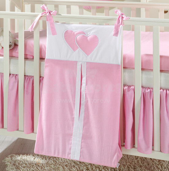 Mamo Tato Heart Col. Pink Auduma maisiņš autiņiem gultiņai (38x62 см)