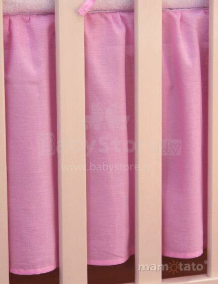 Mamo Tato Heart Col. Pink Хлопковый декоративный валан с оборкой на кроватку (70x140 см)