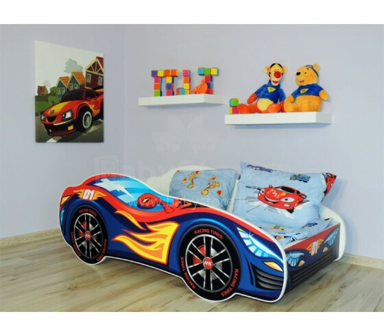Stilinga „Nobi Cars“ vaikų lova su čiužiniu 160x80 cm