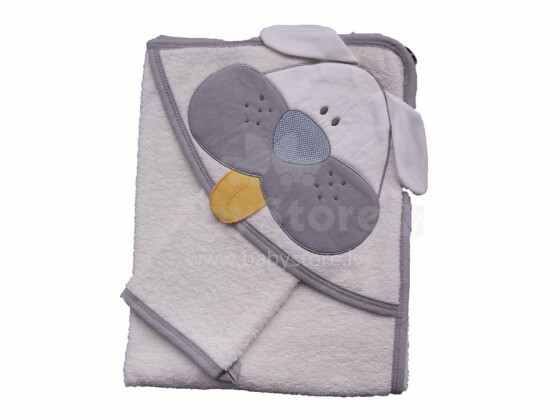 Bebekids Art.76701 Terry Towel Blue Детский комплект полотенце фроте с капюшоном (75x75) и хлопковая варежка для мытья