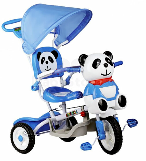 Babymix ET-A23-3 Panda interaktīvs bērnu trīsritenis ar jumtiņu un rokturi panda