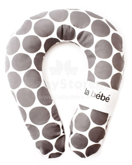 La Bebe™ Snug Cotton Nursing Maternity Pillow Art.77430 White&Grey dots Pakaviņš (pakavs) mazuļa barošana, gulēšanai, pakaviņš grūtniecēm 20*70cm
