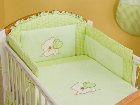 Mamo Tato Bear Col. Green Kokvilnas gultas veļas komplekts no 3 daļam (70/100x135 cm)