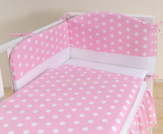 Mamo Tato Dots Col. Pink Kokvilnas gultas veļas komplekts no 3 daļam (60/135x100 cm)