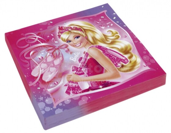 Amscan Barbie Pink Shoes  Art.552387  Бумажные Салфеточки для праздника 20 шт.