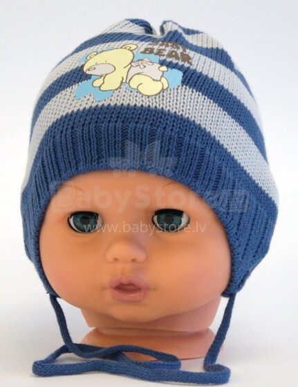 Aliap Art.4310 Dark Blue  Bērnu kokvilnas cepure ar austiņiem Pavasaris-Rudens