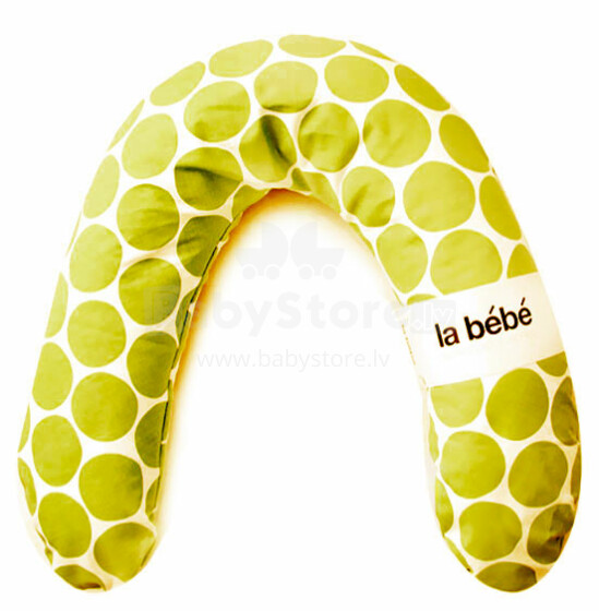 La Bebe™ Rich Maternity Pillow Art.78698 White&Green dots Pakaviņš (pakavs) mazuļa barošana, gulēšanai, pakaviņš grūtniecēm 30x104 cm