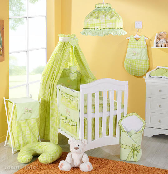 Mamo Tato  Funny Bunnies Green Print Комплект постельного белья из 5 частей (60/90x120 см)
