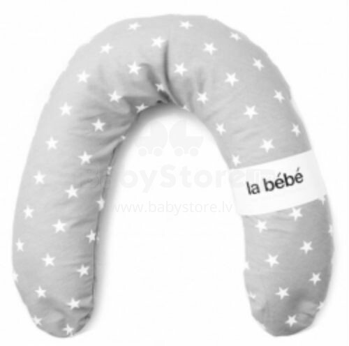 La Bebe™ Rich Cotton Nursing Maternity Pillow Art.78981 Grey&White stars Подковка для сна, кормления малыша 30x104 cm