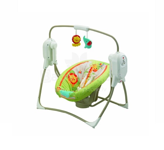 Fisher Price Mini Cradle Swing Smart Tech Rainforest Friends Art. BFH05 Компактные качели 'Друзья из тропического леса'