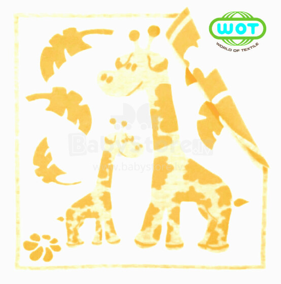 WOT ADXS Art.004 / 1095 Geltona žirafa Aukštos kokybės vaikiška medvilninė antklodė (antklodė) 100x118 cm