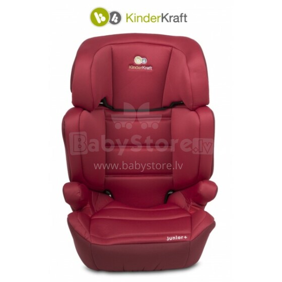 Kinderкraft Junior Plus Red Oxford vaikiška kėdutė automobiliams (15-36 kg)