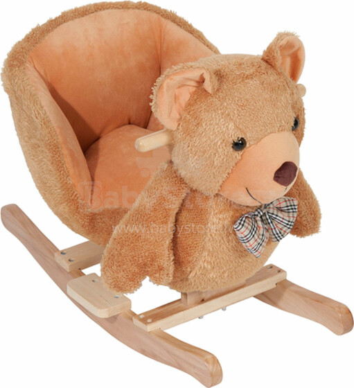 „Babygo'15 Bear Rocker“ pliušinio gyvūno kūdikio medinės sūpynės - su muzika (WJ-613)