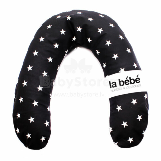 „La Bebe ™“ turtinga medvilnės slaugos motinystės pagalvė, art. 81029 Juodos ir baltos žvaigždės.
