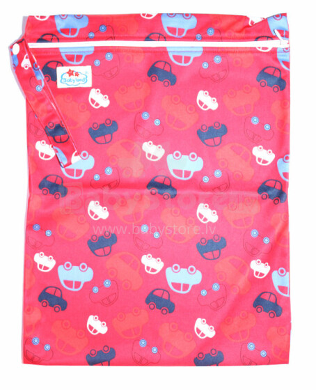 „BabyBamboo Zippy Red“ neperšlampamas krepšys naudotoms sauskelnėms