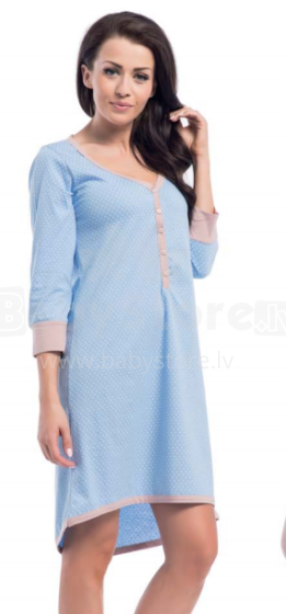 Dobranocka art.4031 Šviesiai mėlyni medvilniniai naktiniai marškiniai nėščioms moterims / mityba