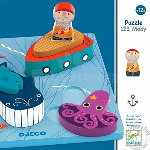 Djeco Puzzle 123 Moby Art. DJ01046 Pазвивающая игрушка для детей