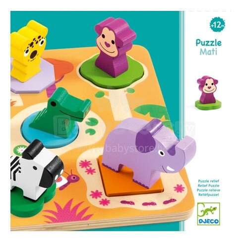 Djeco Relief Puzzle - Mati Art. DJ01045 Attīstoša rotaļlieta bērniem