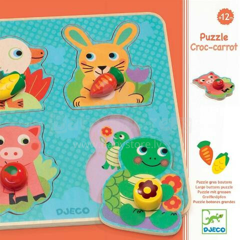 Djeco Relief Puzzle Croc-carrot Art. DJ01048 Pазвивающая игрушка для детей
