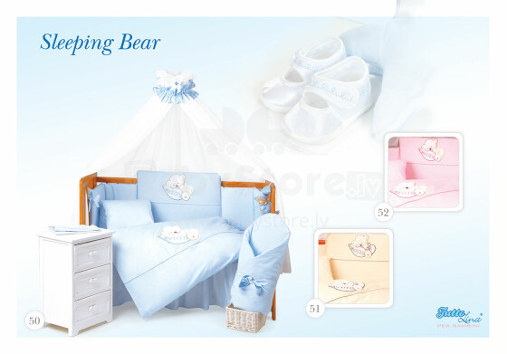 Tuttolina Art.51 Sleeping Bear 7H- Bērnu gultas veļas komplekts