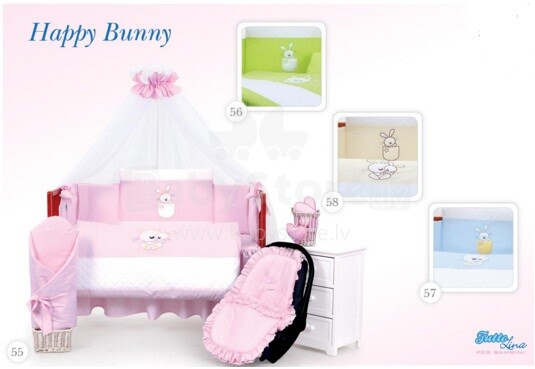 Tuttolina Art.60 Happy Bunny Blue 7H- Bērnu gultas veļas komplekts