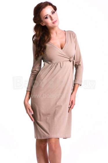 Dobranocka Art.2053 Šviesiai rudas chalatas - naktinė suknelė nėščioms moterims