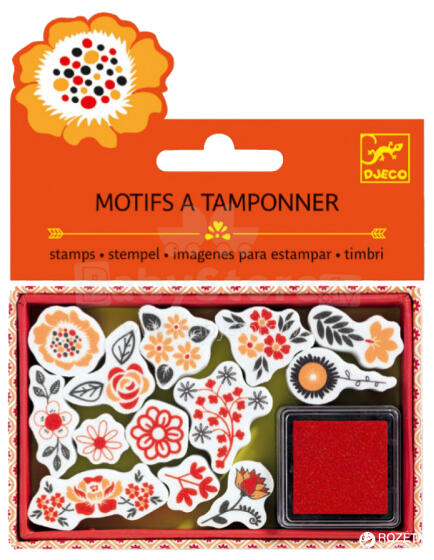 Djeco Small Stamps - Flowers Art. DJ09785 Zīmogi ar tintēm