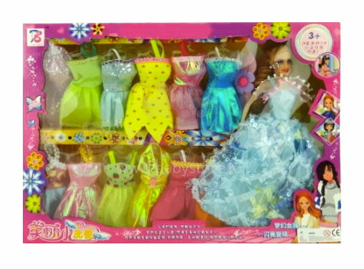 Vaikų žaislai Art.LA8004-4 sulankstoma lėlė su elegantiška vakarine suknele su 12 suknelių