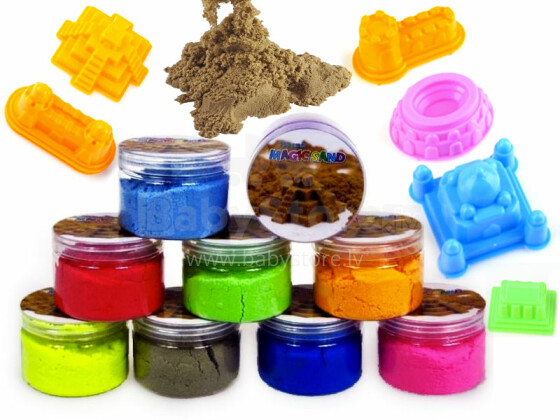 „Magic Sand“. 226 Įvairių spalvų kinetinis smėlis su formomis 250gr