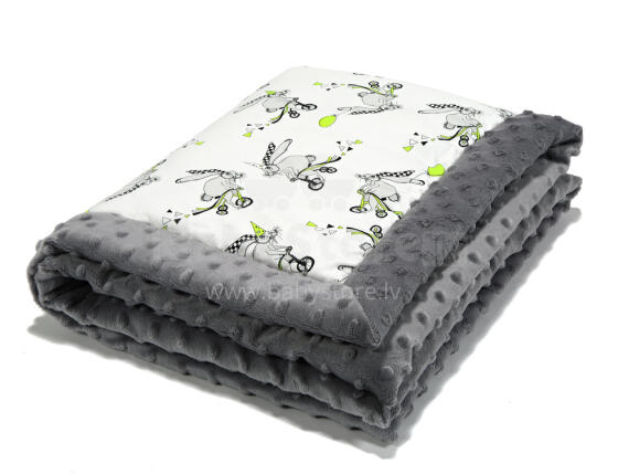 La Millou By Mommy Draws Art. 83435 Infart Blanket Funny Bunny Grey Augstākās kvalitātes divpusēja sedziņa (65x75 cm) 