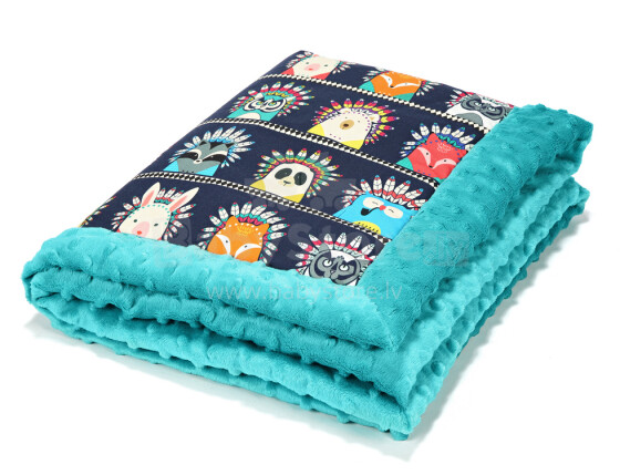 La Millou Art. 83445 Infart Blanket Indian Zoo Teal Высококачественное детское двустороннее одеяло от Дизайнера Ла Миллоу (65x75 см) 