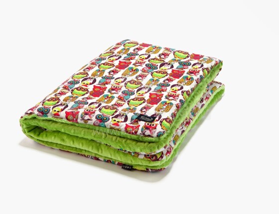 „La Millou“ menas. 83455 Toddler antklodė Wild Owls Green Premium dvipusė antklodė (80x100 cm)