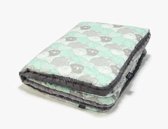 La Millou Art. 83464 Toddler Blanket Mint Sheep Family Grey Augstākās kvalitātes divpusēja sedziņa (80x100 cm) 