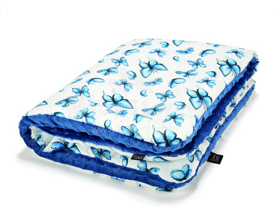 La Millou Art. 83466 Toddler Blanket Motylem Jestem Electric Blue Высококачественное детское двустороннее одеяло от Дизайнера Ла Миллоу (80x100 см)